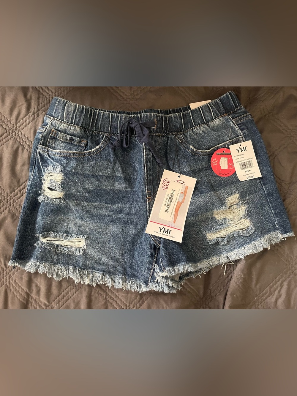 YMI Blue Distressed Frayed Hem Denim Shorts